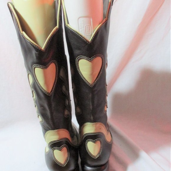 Brighton Black and Cream Heeled Cowboy Boots - Picture 4 of 7
